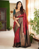 Epiphany Maroon Soft Silk Saree With Forbearance Blouse Piece