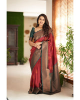 Epiphany Maroon Soft Silk Saree With Forbearance Blouse Piece