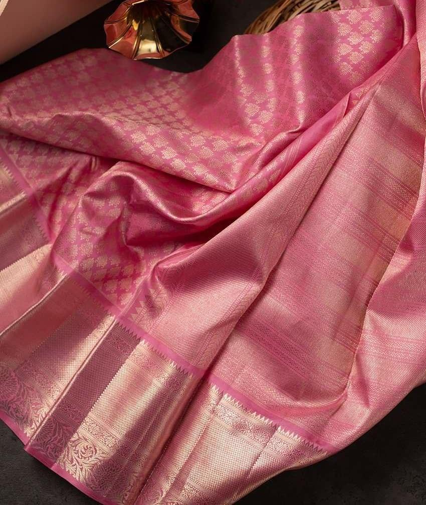 Stylish Pink Soft Silk Saree With Unique Blouse Piece