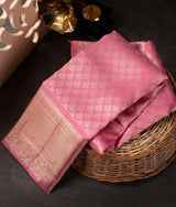 Stylish Pink Soft Silk Saree With Unique Blouse Piece