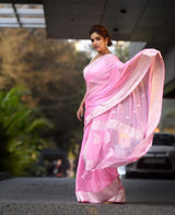 Bucolic Pink Soft Silk Saree With Chatoyant Blouse Piece