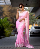 Bucolic Pink Soft Silk Saree With Chatoyant Blouse Piece