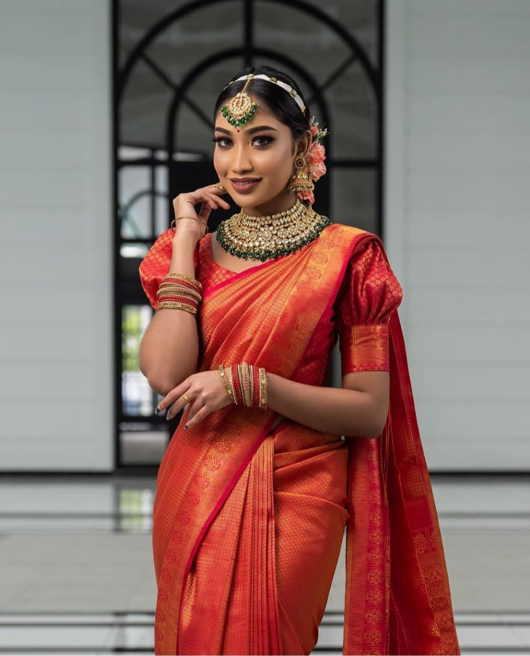 Deserving Red Soft Silk Saree with Energetic Blouse Piece