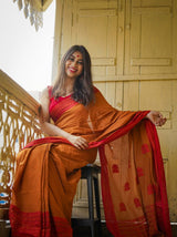 Stunning Yellow Cotton Silk Saree With Glowing Blouse Piece