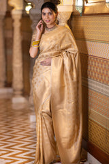 Arresting Beige Soft Silk Saree With Fantabulous Blouse Piece