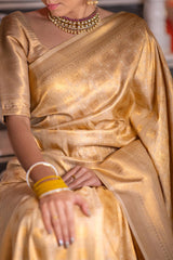 Arresting Beige Soft Silk Saree With Fantabulous Blouse Piece