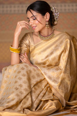 Arresting Beige Soft Silk Saree With Fantabulous Blouse Piece