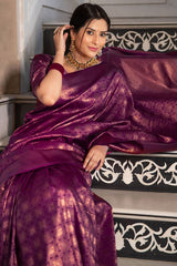 Artistic Purple Soft Silk Saree With Pulsating Blouse Piece