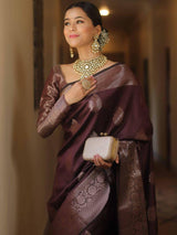 Adorning Purple Soft Silk Saree With Susurrous Blouse Piece