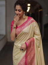 Divine Beige Soft Silk Saree With Marvellous Blouse Piece