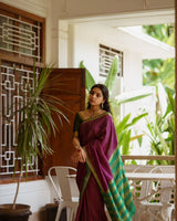 Outstanding Purple Soft Silk Saree With Devastating Blouse Piece