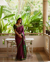 Outstanding Purple Soft Silk Saree With Devastating Blouse Piece