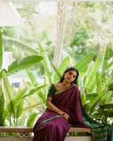 Outstanding Purple Soft Silk Saree With Devastating Blouse Piece