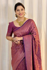Scintilla Purple Soft Silk Saree With Supernal Blouse Piece