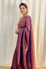 Scintilla Purple Soft Silk Saree With Supernal Blouse Piece