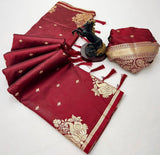 Flaunt Maroon Soft Silk Saree With Rhapsodic Blouse Piece