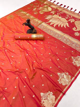 Admirable Peach Soft Silk Saree With Mesmerising Blouse Piece