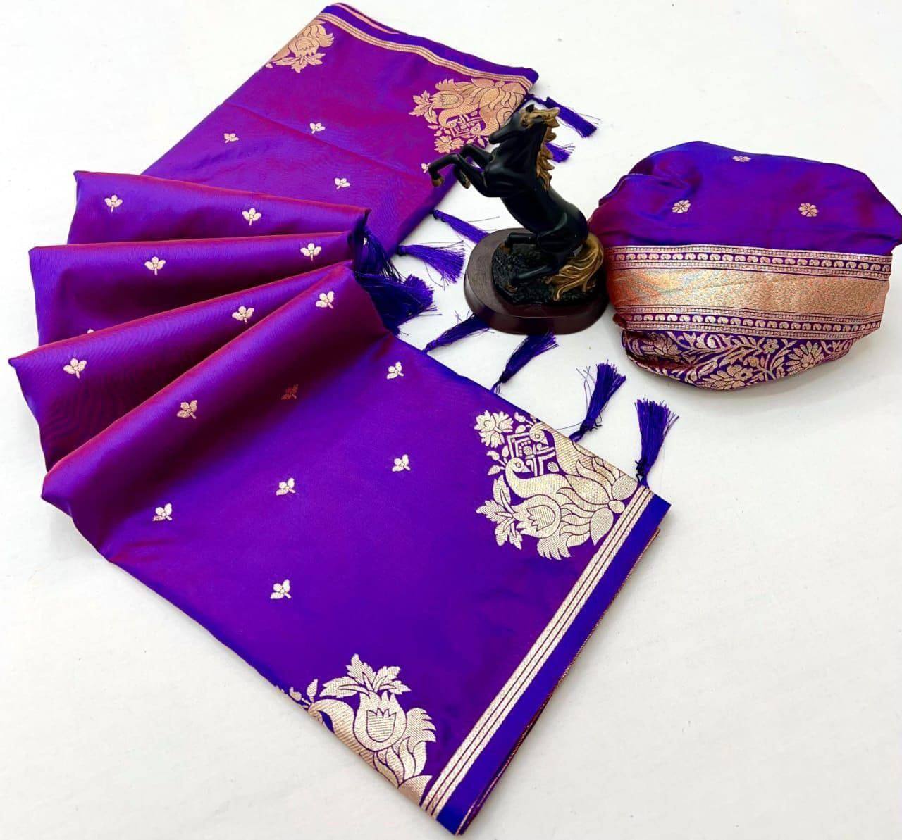Traditional Purple Soft Silk Saree With Allure Blouse Piece