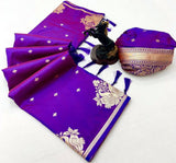 Traditional Purple Soft Silk Saree With Allure Blouse Piece