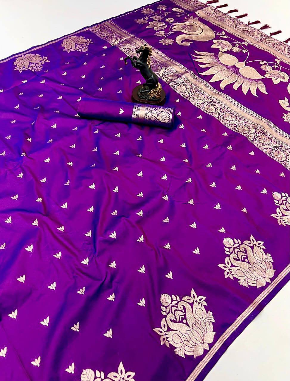 Traditional Purple Soft Silk Saree With Allure Blouse Piece