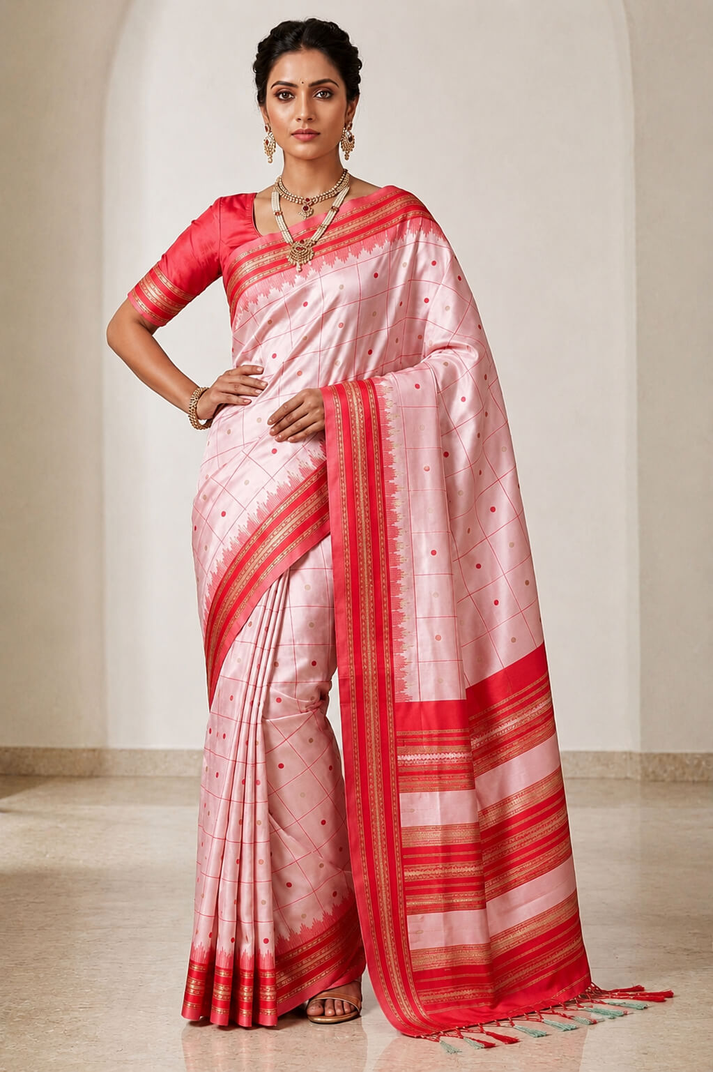 Nectarous Baby Pink Soft Silk Saree With Snazzy Blouse Piece