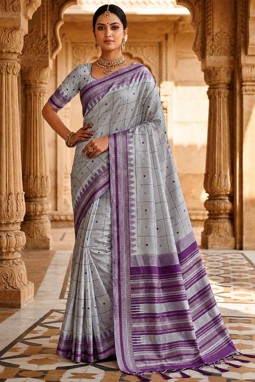 Prodigal Lavender Soft Silk Saree With Redolent Blouse Piece