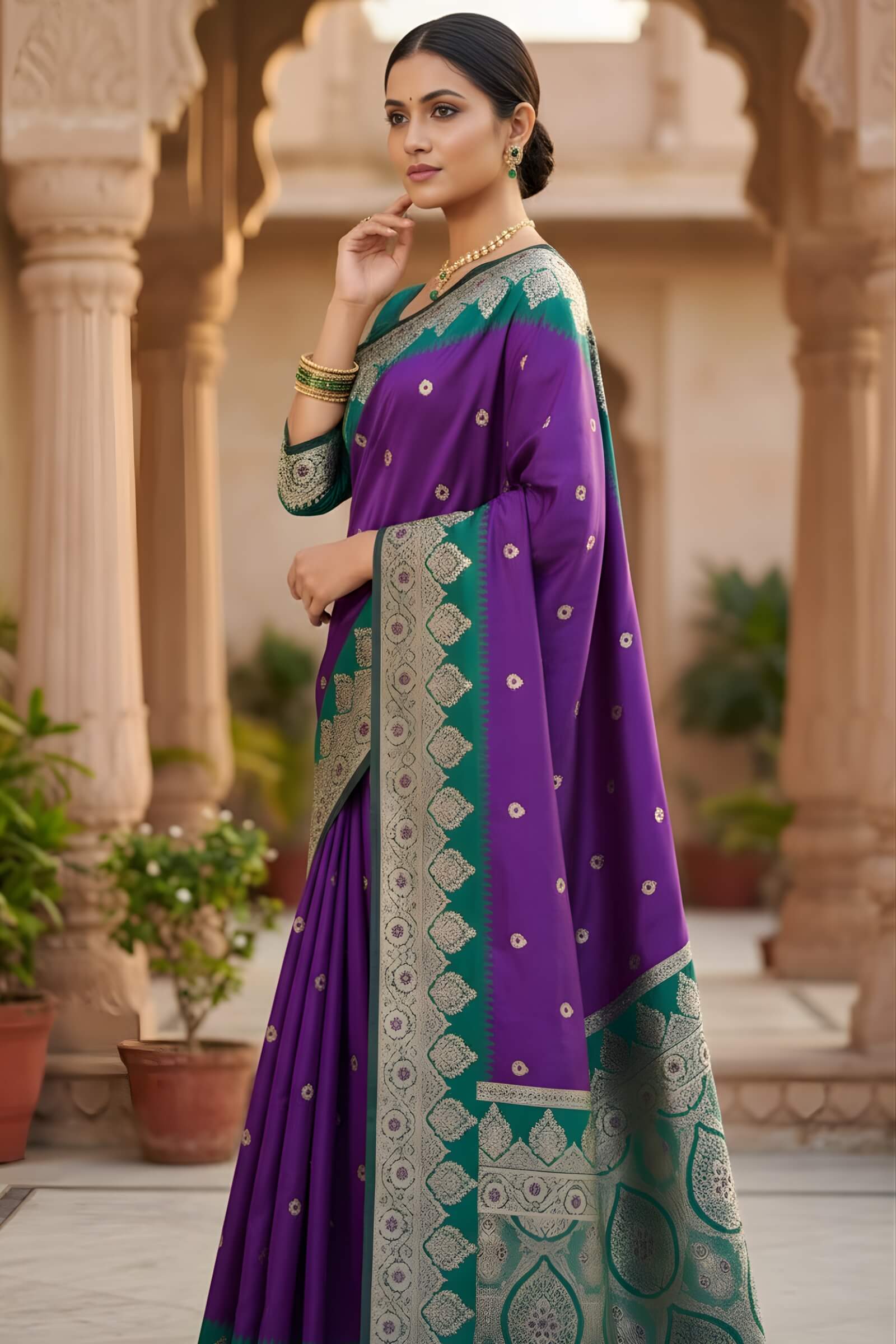 Diaphanous Purple Pure Zari Weaving Banarasi Silk Saree With Amazing Blouse Piece
