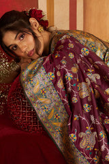 Glowing Purple Pure Zari Weaving Banarasi Silk Saree With Designer Blouse Piece