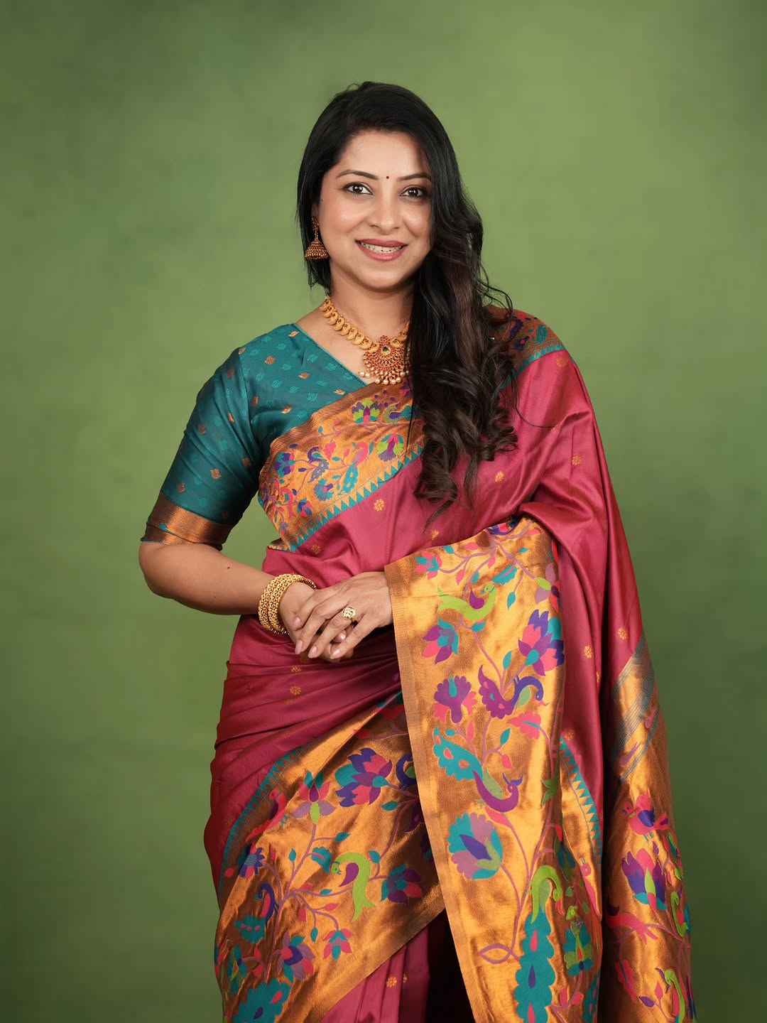 Moiety Maroon Paithani Silk Saree With Girlish Blouse Piece