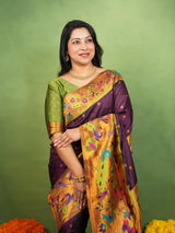 Imaginative Purple Paithani Silk Saree With Dulcet Blouse Piece