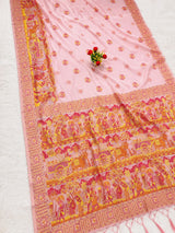 Hypnotic Pink Pashmina Silk Saree With Snappy Blouse Piece