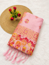 Hypnotic Pink Pashmina Silk Saree With Snappy Blouse Piece