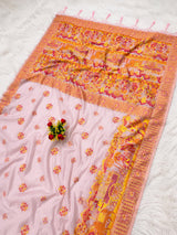 Hypnotic Pink Pashmina Silk Saree With Snappy Blouse Piece