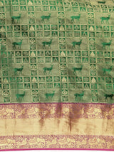 Banarasi Kanchi Ethnic Zari Motif Green Colour Festive Wear Saree
