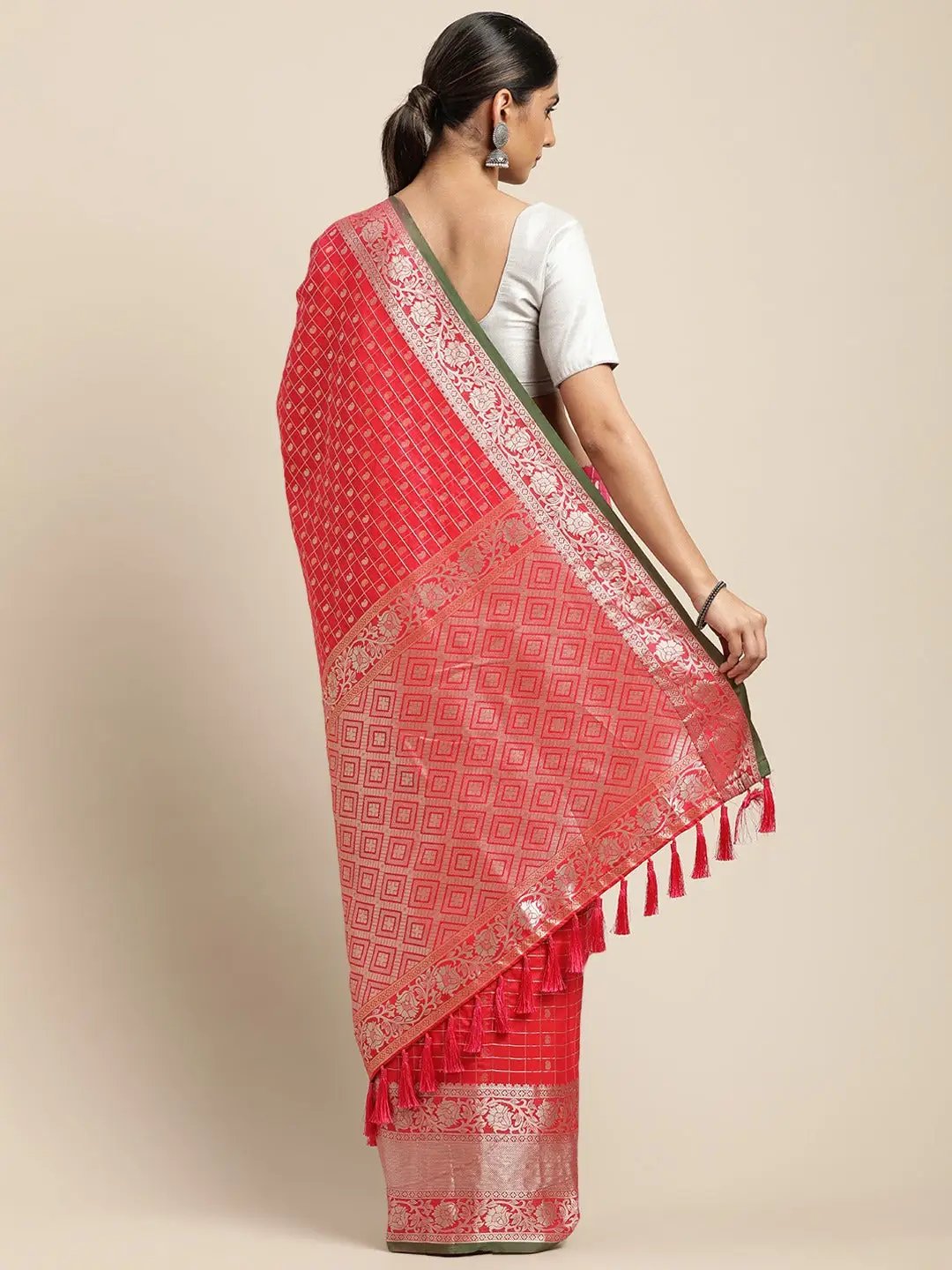 Pink Colour Kanjivaram Soft Silk Kanchi Zari Weaving Saree