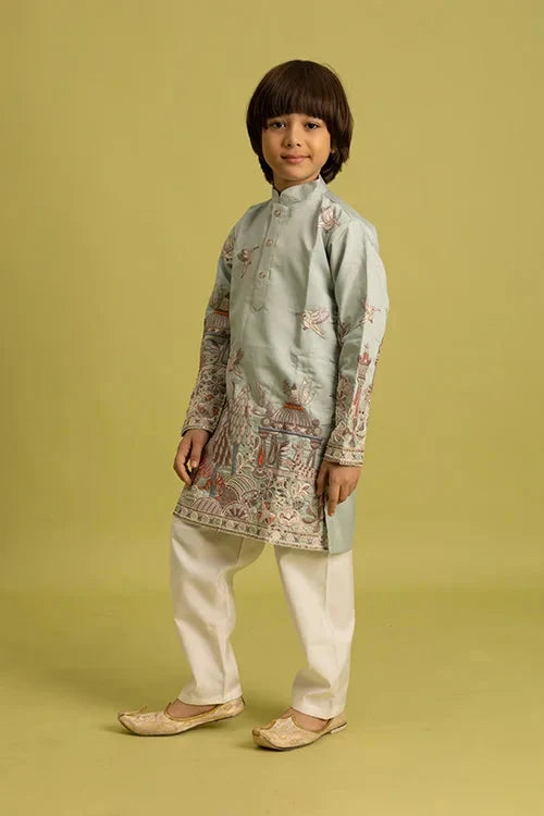 Trendy Pista Color Vantara Designer Kids Kurta Set