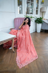 Mugdha Chaphekar in Peach Fancy Silk Saree