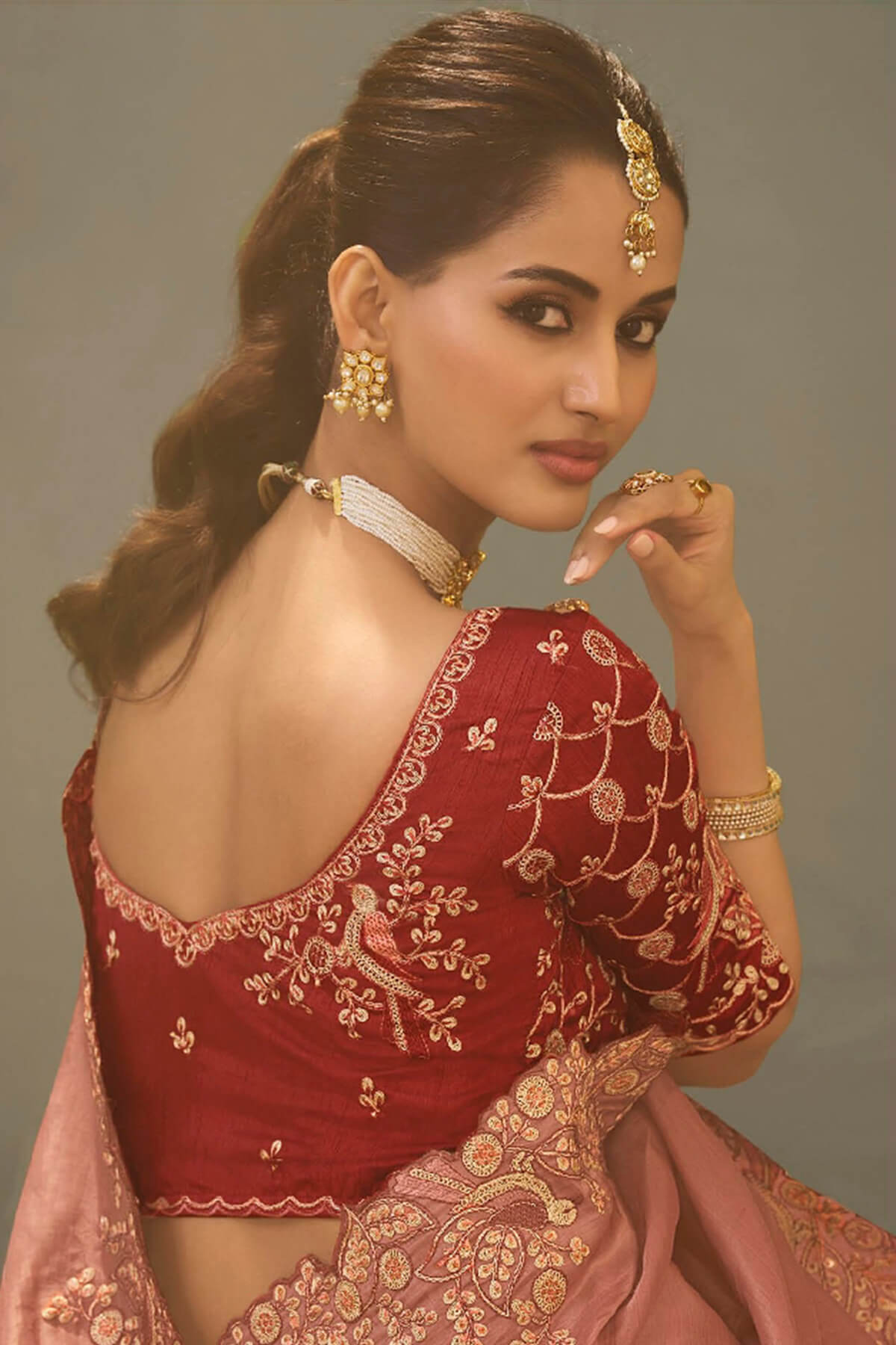 Adoring Peach Fancy Silk Embroidery Work Saree With Designer Blouse Piece
