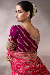 Mellifluous Red Banarasi Satin Silk Saree With Posh Blouse