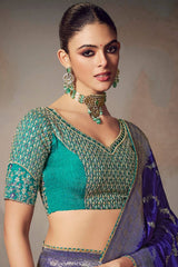 Jubilant Royal Blue Banarasi Silk Saree With Embroidery Blouse Piece