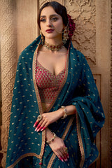 Rhapsody Rama Pure Viscose Crape Silk Saree With Arresting Blouse Piece