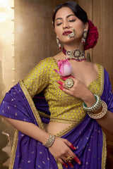 Incredible Violet Pure Viscose Crape Silk Saree With Petrichor Blouse Piece