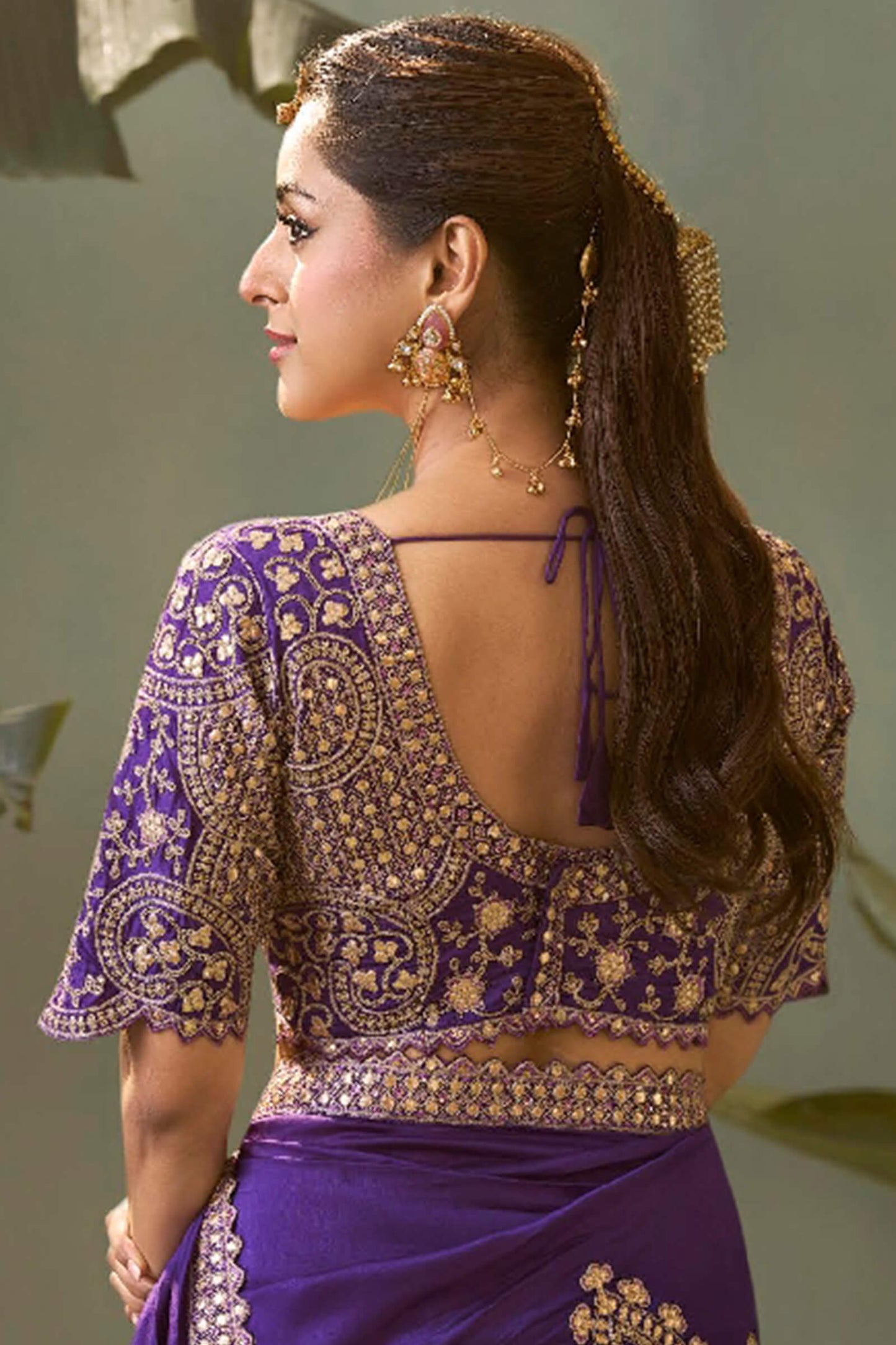 Pulsating Royal Purple Soft Silk Embroidery Work Saree With Staring Blouse Piece