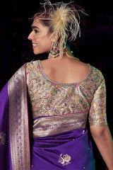 Capricious Purple Soft Banarasi Silk Saree With Super extravagant Blouse Piece
