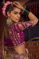 Amiable Beige Pure Viscose Dola Silk Saree With Luxuriant Blouse Piece