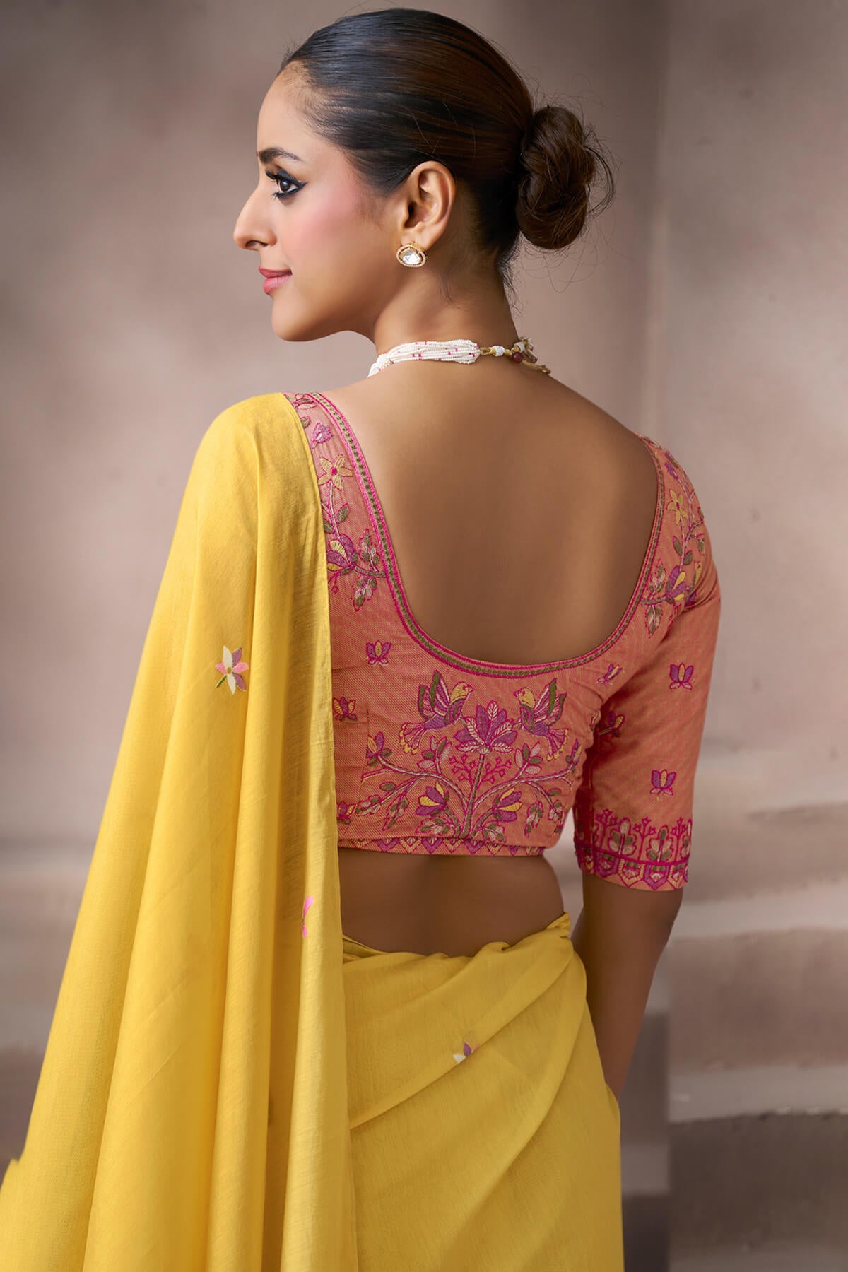 Intricate Yellow Viscose Cotton Silk Saree With Panoply Blouse Piece
