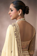 Woebegone Beige Viscose Cotton Silk Saree With Captivating Blouse Piece