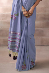 Marvellous Blue Viscose Cotton Silk Saree With Rhapsodic Blouse Piece