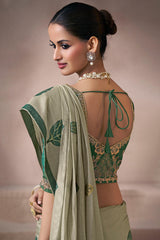 Bucolic Green Viscose Cotton Silk Saree With Energetic Blouse Piece