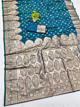 Elision Rama Pure Zari Weaving Banarasi Silk Saree With Glorious Blouse Piece